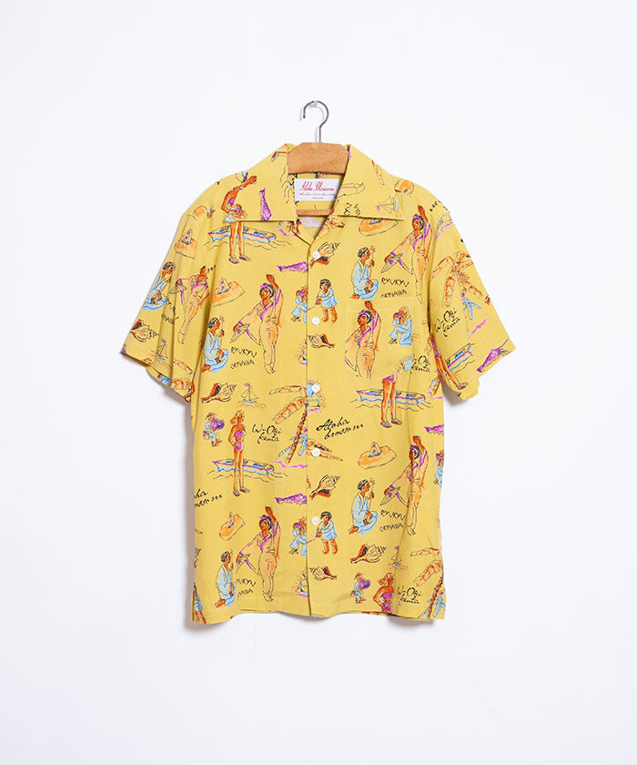 【Aloha Blossom】RYUKYU SOUVENIOR SHORT SLEEVE - LEMON / アルハブロッサム 琉球スーベニア アロハシャツ レーヨンシャツ