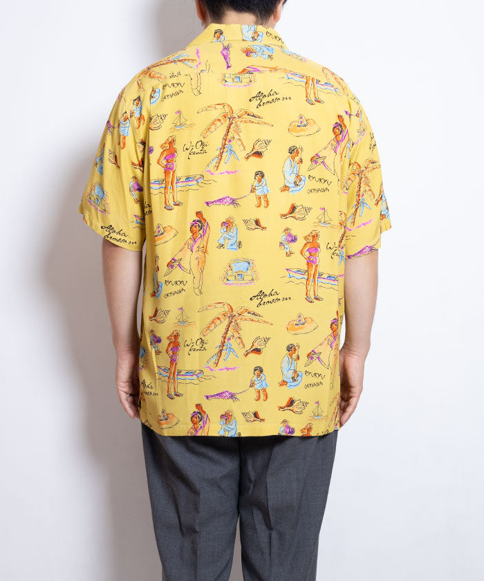 Aloha Blossom】RYUKYU SOUVENIOR SHORT SLEEVE - LEMON / アルハブロッサム 琉球スーベニア  アロハシャツ – ARZACH KAMAKURA