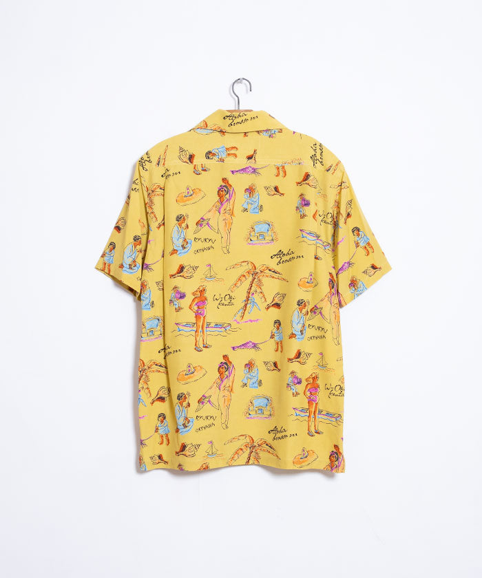 【Aloha Blossom】RYUKYU SOUVENIOR SHORT SLEEVE - LEMON / アルハブロッサム 琉球スーベニア アロハシャツ レーヨンシャツ