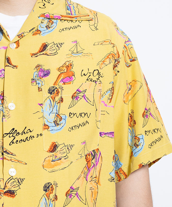 Aloha Blossom】RYUKYU SOUVENIOR SHORT SLEEVE - LEMON / アルハブロッサム 琉球スーベニア  アロハシャツ – ARZACH KAMAKURA