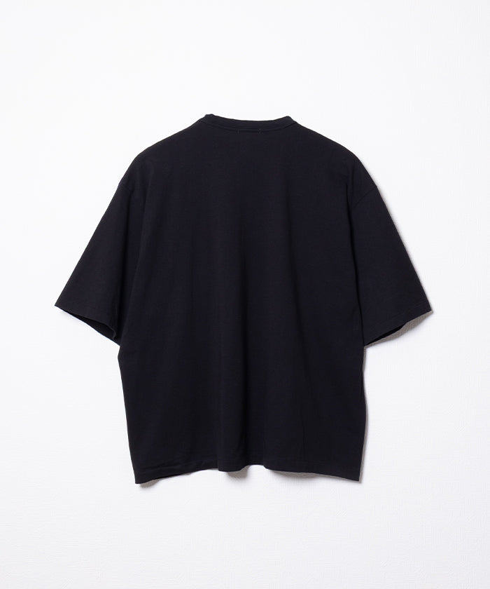SEA ISLAND TOMPKINS LOOP JERSEY HYPER BIG BINDER NECK TUBE POCKET TEE - BLACK - A'r139 Kamakura