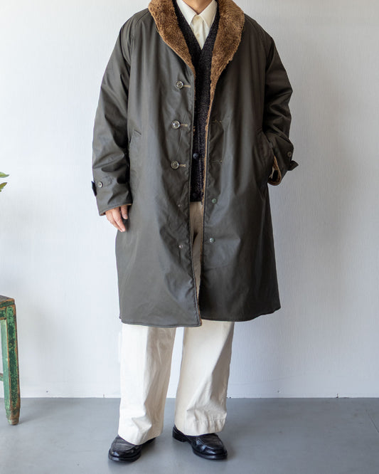 SHAWL COLLAR REVERSIBLE COAT - COATED CLOTH