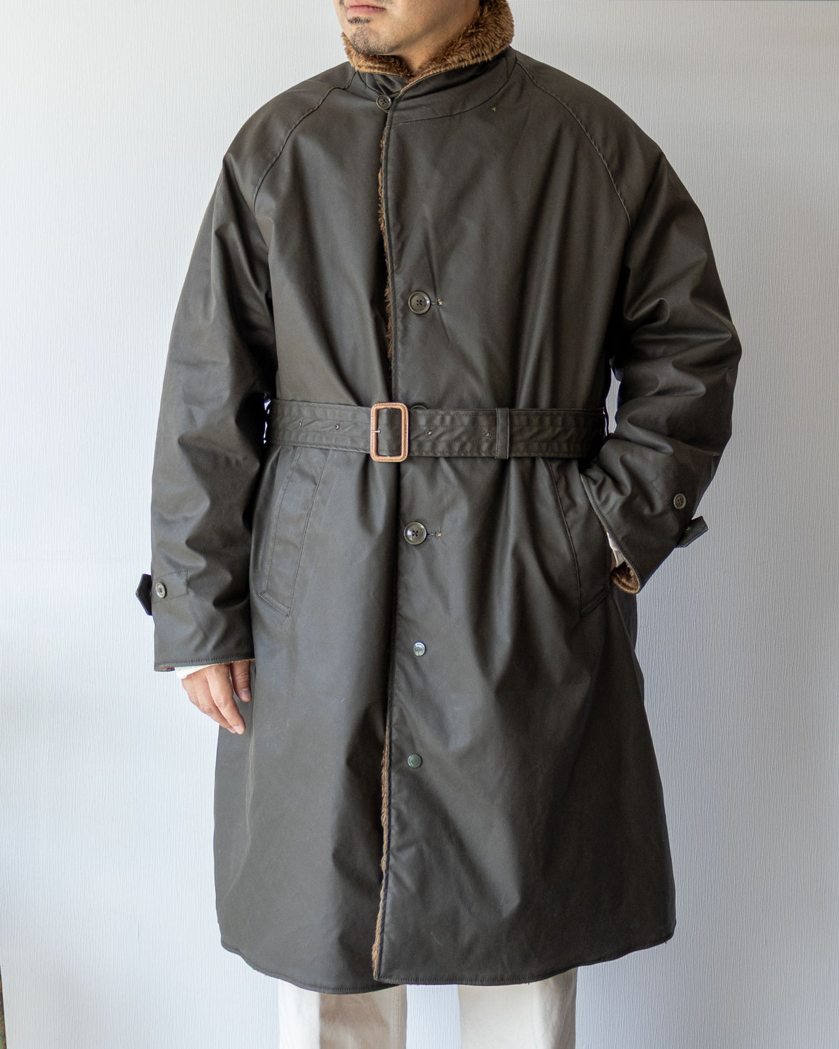  ENGINEERED GARMENTS-SHAWL COLLAR REVERSIBLE COAT - COATED CLOTH - ARZACH KAMAKURA 