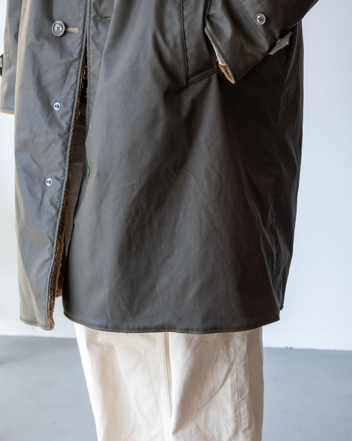  ENGINEERED GARMENTS-SHAWL COLLAR REVERSIBLE COAT - COATED CLOTH - ARZACH KAMAKURA 