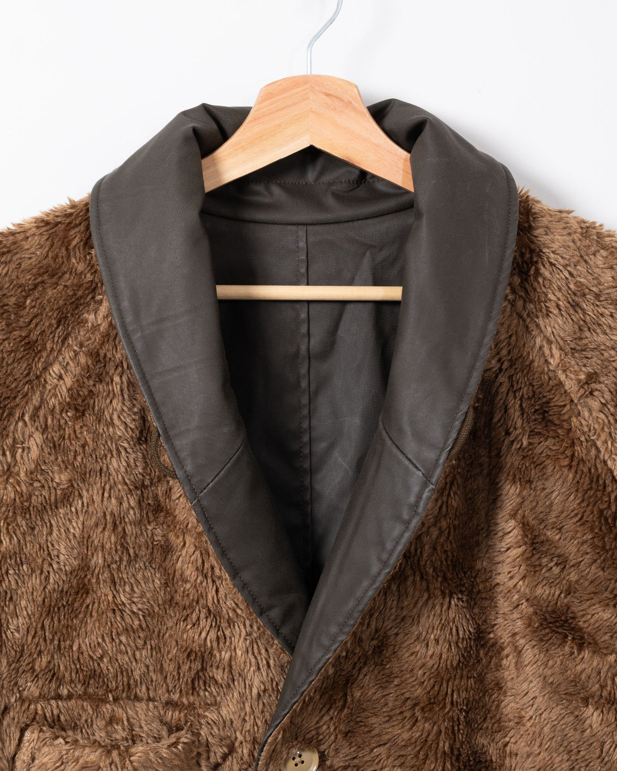 SHAWL COLLAR REVERSIBLE COAT - COATED CLOTH