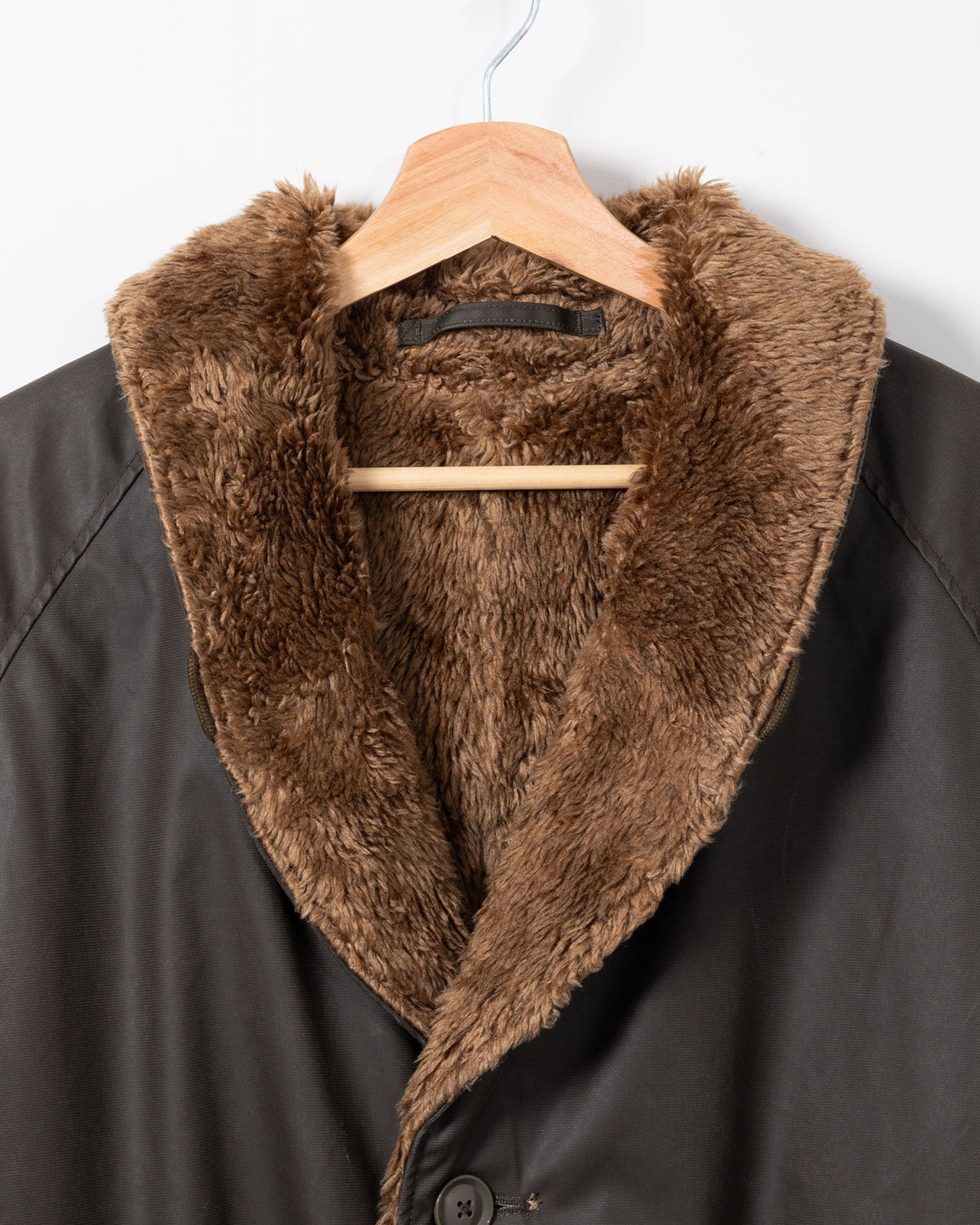 SHAWL COLLAR REVERSIBLE COAT - COATED CLOTH