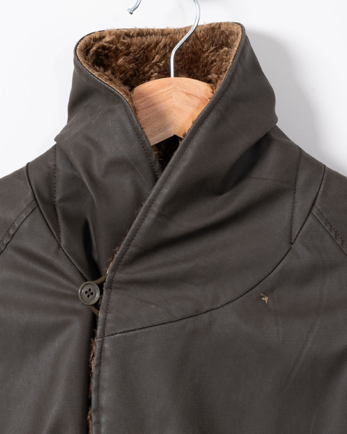 SHAWL COLLAR REVERSIBLE COAT - COATED CLOTH