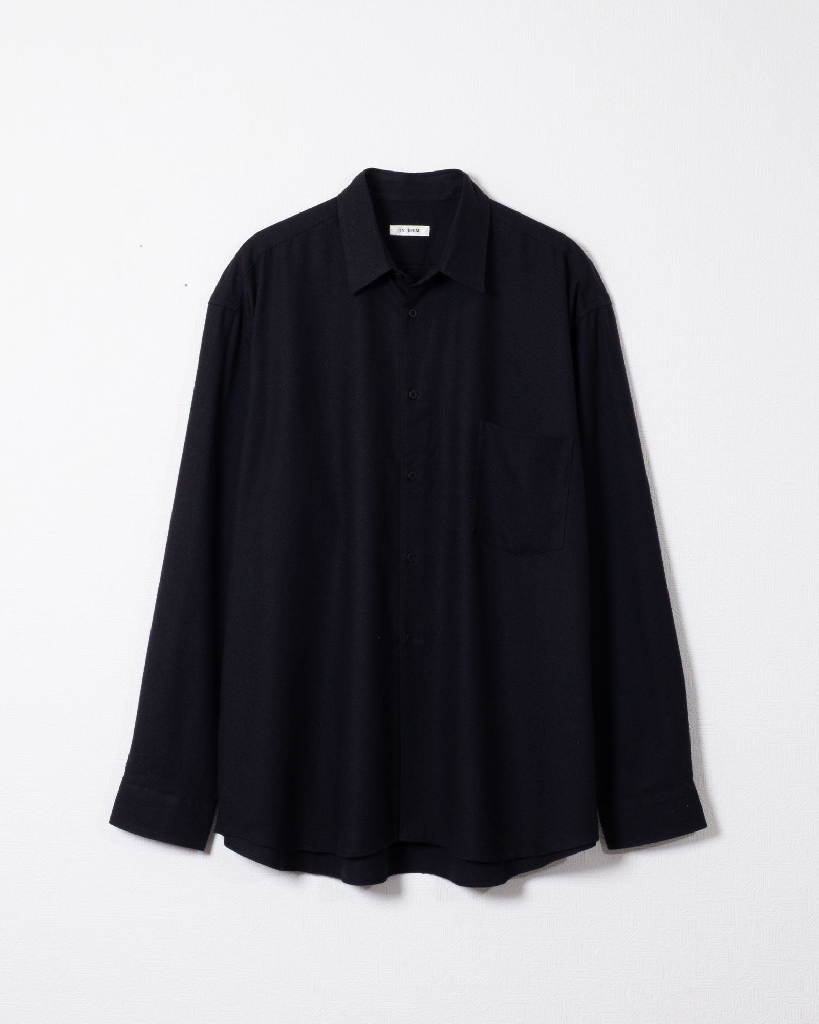 INTÉRIM インテリム SILK NOIL HYPER BIG L/S REGULAR SHIRTS BLACK シルクノイル ハイパービッグ レギュラーシャツ ブラック 2026AW 鎌倉 正規取扱店