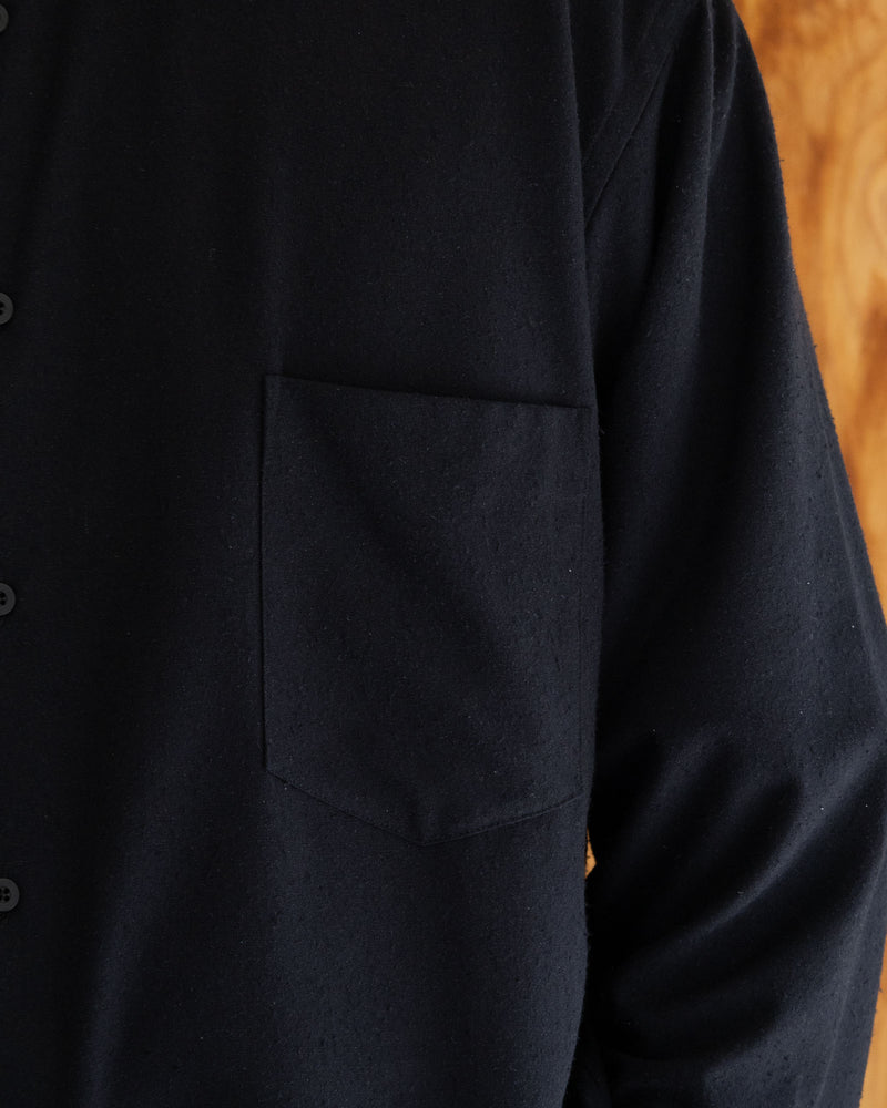 SILK NOIL HYPER BIG L/S REGULAR SHIRTS - BLACK