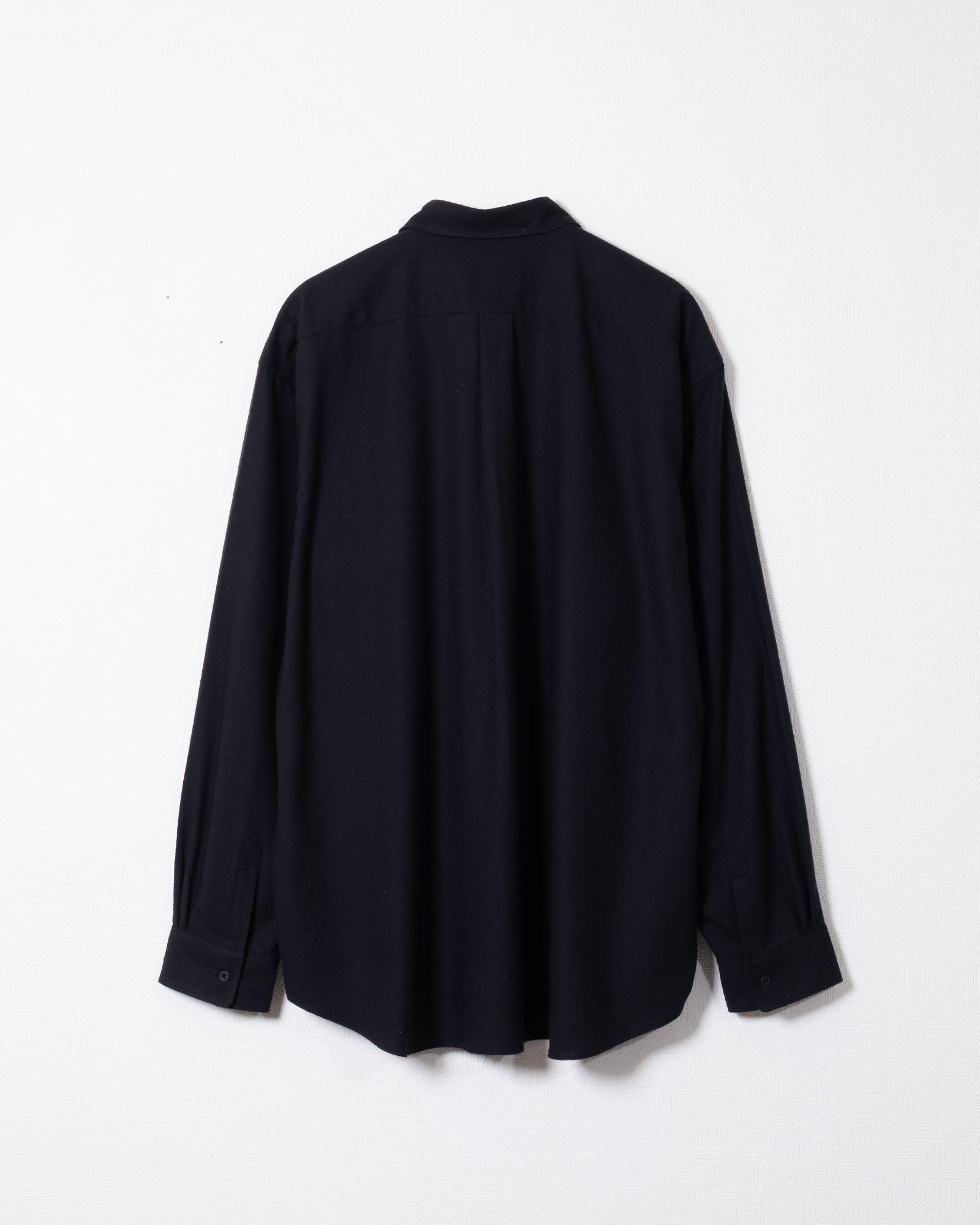 INTÉRIM SILK NOIL HYPER BIG L/S REGULAR SHIRTS BLACK バックスタイル