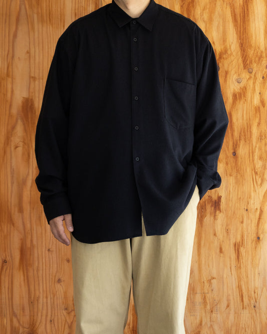 SILK NOIL HYPER BIG L/S REGULAR SHIRTS - BLACK