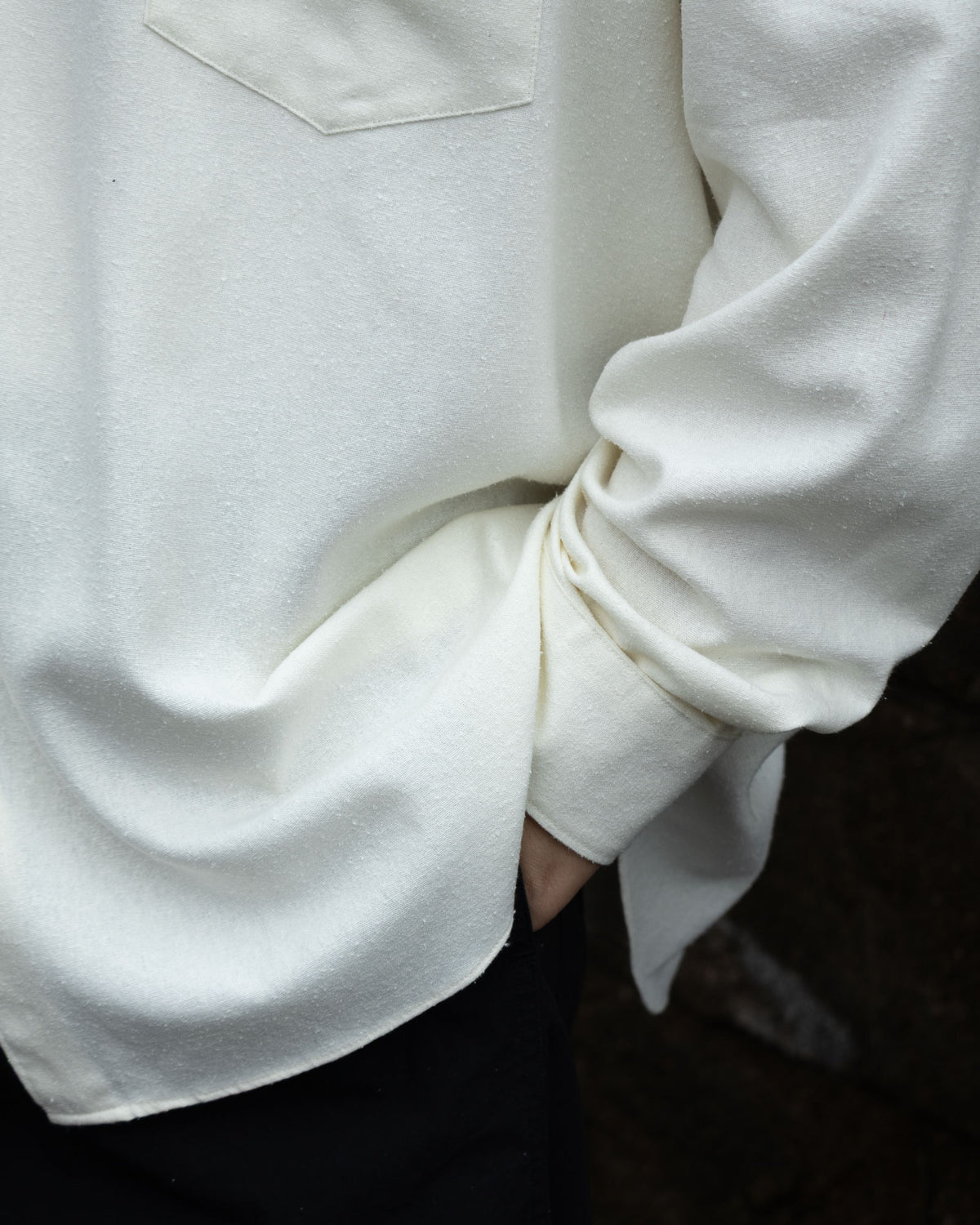  INTÉRIM-SILK NOIL HYPER BIG L/S REGULAR SHIRTS - NATURAL - ARZACH KAMAKURA 
