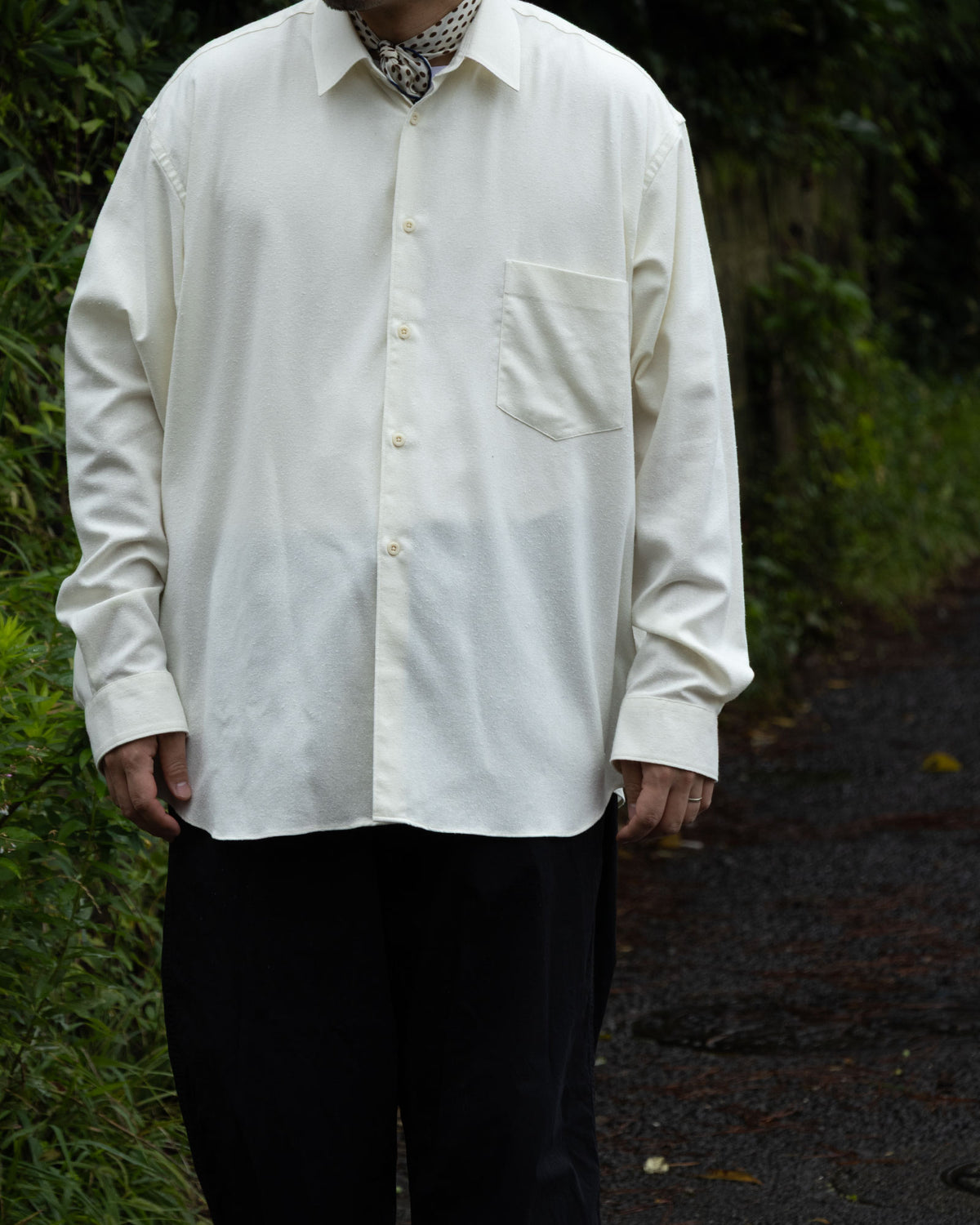  INTÉRIM-SILK NOIL HYPER BIG L/S REGULAR SHIRTS - NATURAL - ARZACH KAMAKURA 
