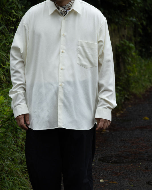 SILK NOIL HYPER BIG L/S REGULAR SHIRTS - NATURAL