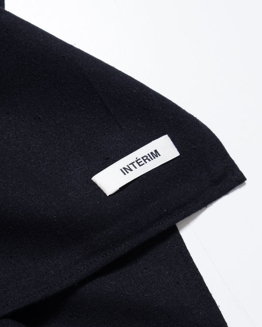 SILK NOIL SQUARE CLOTH STOLE - BLACK