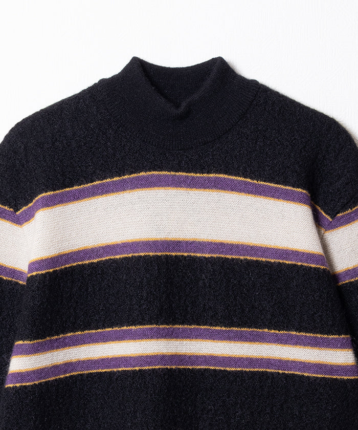 【Needles】S/S MOCK NECK SWEATER CREPE WEAVE STRIPE - BLACK / ニードルズ モックネック 半袖セーター クレープ織り ストライプ 2026SS 2026春夏 正規取扱店 神奈川 鎌倉 オンラインショップ 通販