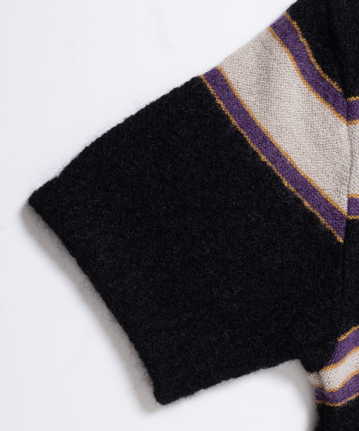 【Needles】S/S MOCK NECK SWEATER CREPE WEAVE STRIPE - BLACK / ニードルズ モックネック 半袖セーター クレープ織り ストライプ 2026SS 2026春夏 正規取扱店 神奈川 鎌倉 オンラインショップ 通販
