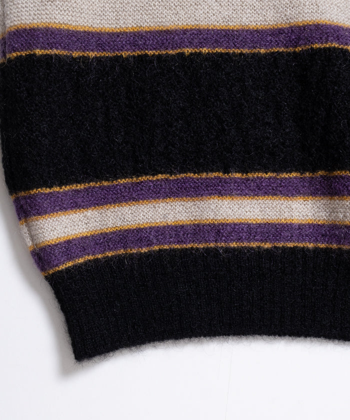 【Needles】S/S MOCK NECK SWEATER CREPE WEAVE STRIPE - BLACK / ニードルズ モックネック 半袖セーター クレープ織り ストライプ 2026SS 2026春夏 正規取扱店 神奈川 鎌倉 オンラインショップ 通販