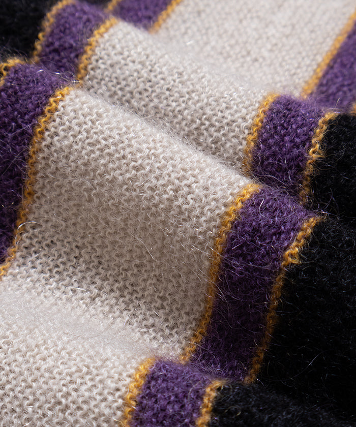 【Needles】S/S MOCK NECK SWEATER CREPE WEAVE STRIPE - BLACK / ニードルズ モックネック 半袖セーター クレープ織り ストライプ 2026SS 2026春夏 正規取扱店 神奈川 鎌倉 オンラインショップ 通販