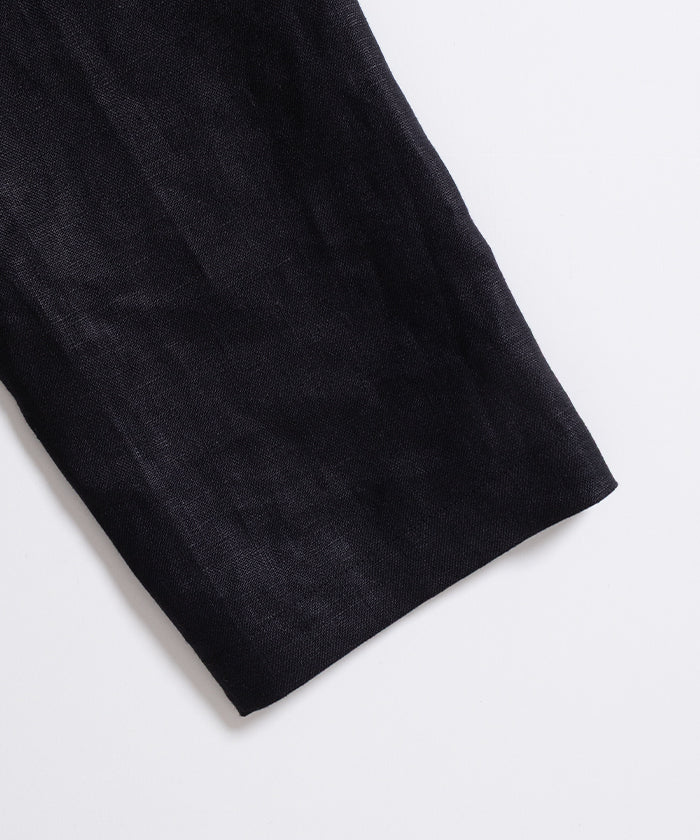 【INTÉRIM】SUITING LINEN OPEN COLLAR OVER SHIRT JACKET / インテリム スーチング リネン オープンカラー オーバーシャツジャケット ブラック 2026ss 2026春夏 正規取扱店 神奈川 鎌倉 ARZACH KAMAKURA オンラインショップ 通販