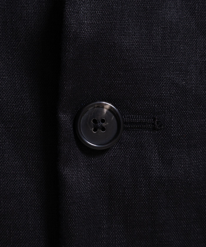 【INTÉRIM】SUITING LINEN OPEN COLLAR OVER SHIRT JACKET / インテリム スーチング リネン オープンカラー オーバーシャツジャケット ブラック 2026ss 2026春夏 正規取扱店 神奈川 鎌倉 ARZACH KAMAKURA オンラインショップ 通販