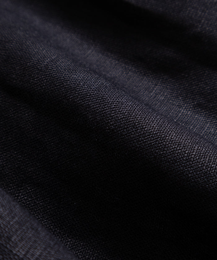 【INTÉRIM】SUITING LINEN OPEN COLLAR OVER SHIRT JACKET / インテリム スーチング リネン オープンカラー オーバーシャツジャケット ブラック 2026ss 2026春夏 正規取扱店 神奈川 鎌倉 ARZACH KAMAKURA オンラインショップ 通販