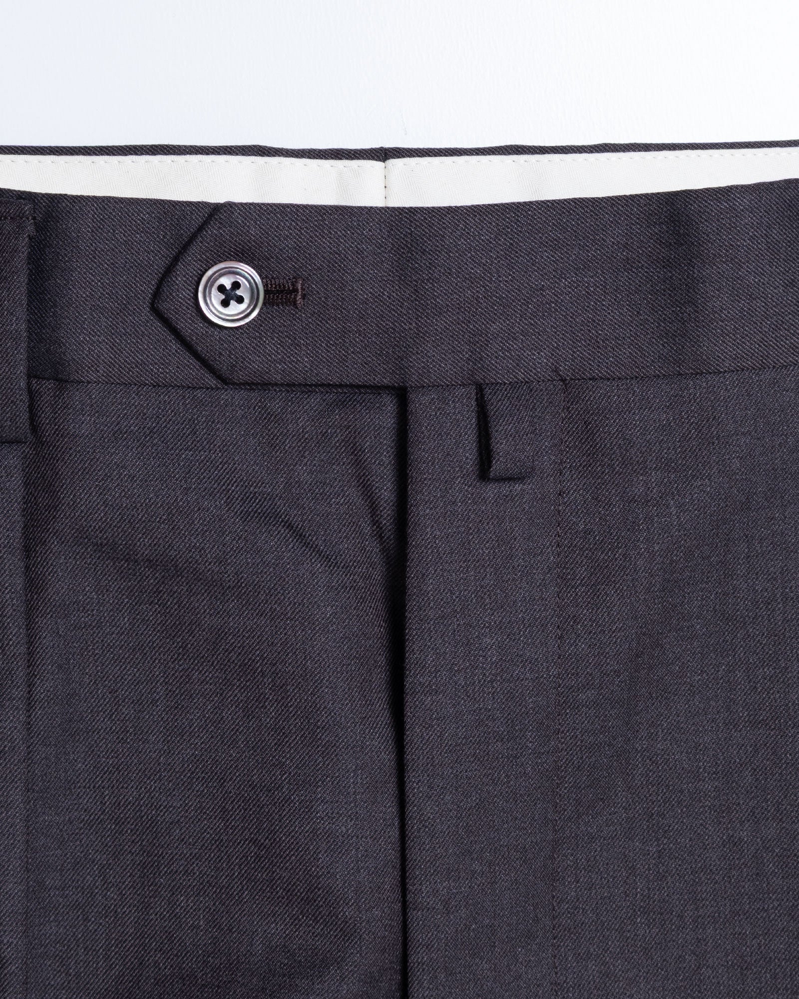 NEAT THE GABARDINE WIDE BROWN ウエスト ボタン ディテール