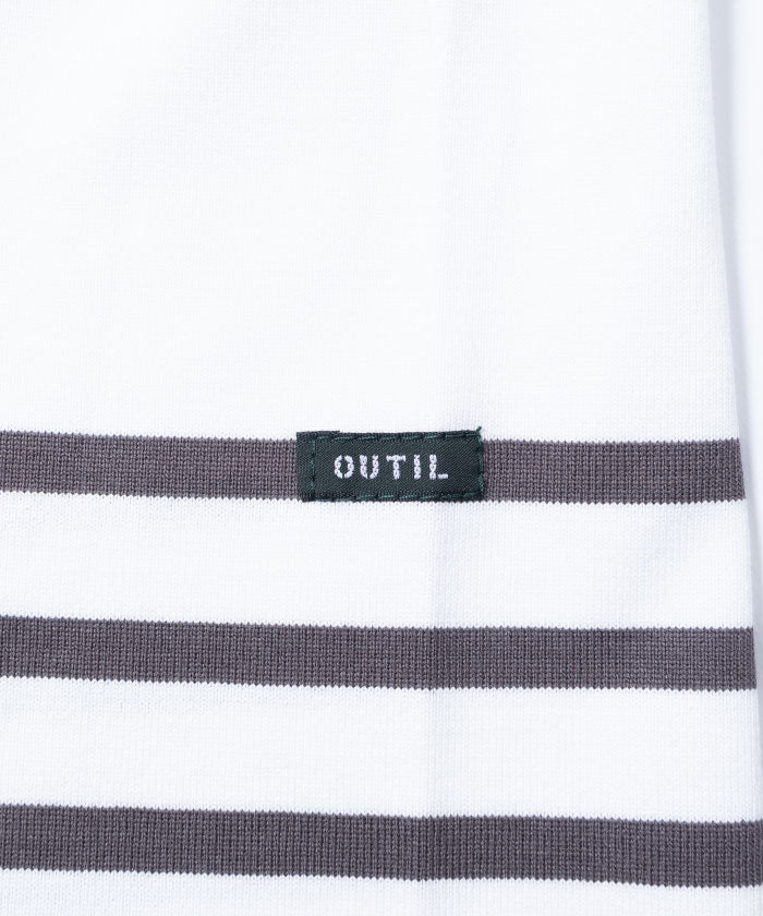 【OUTIL】TRICOT AAST - OFF × GUNMETAL / ウティ ボーダーバスクシャツ