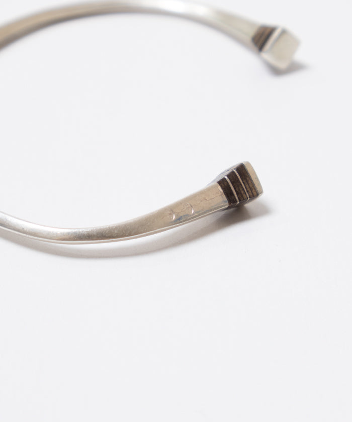 TOUAREG SILVER CUFF BANGLE EBONY WOOD - 1