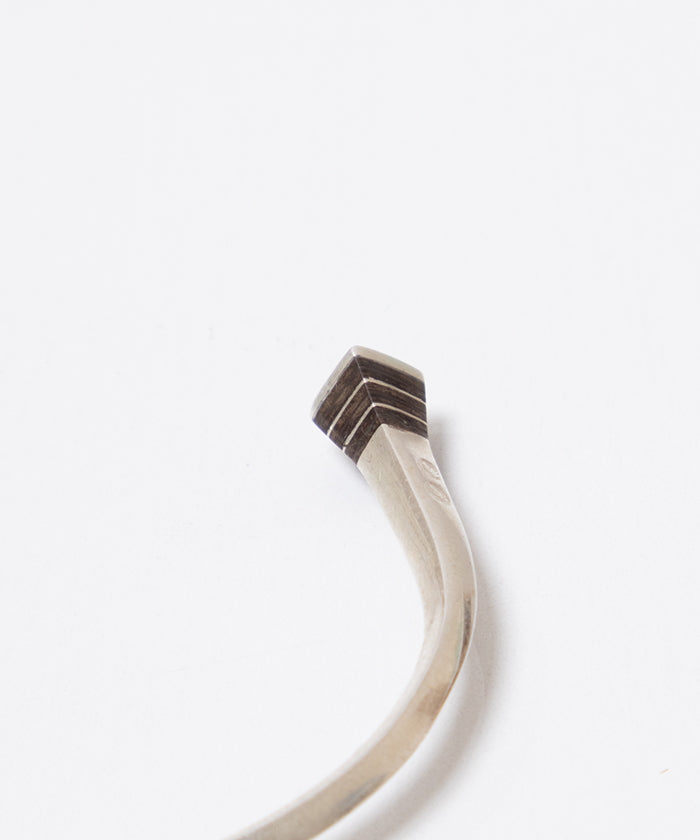 TOUAREG SILVER CUFF BANGLE EBONY WOOD - 2