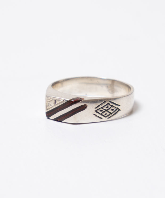 TOUAREG SILVER RING EBONY WOOD - 1