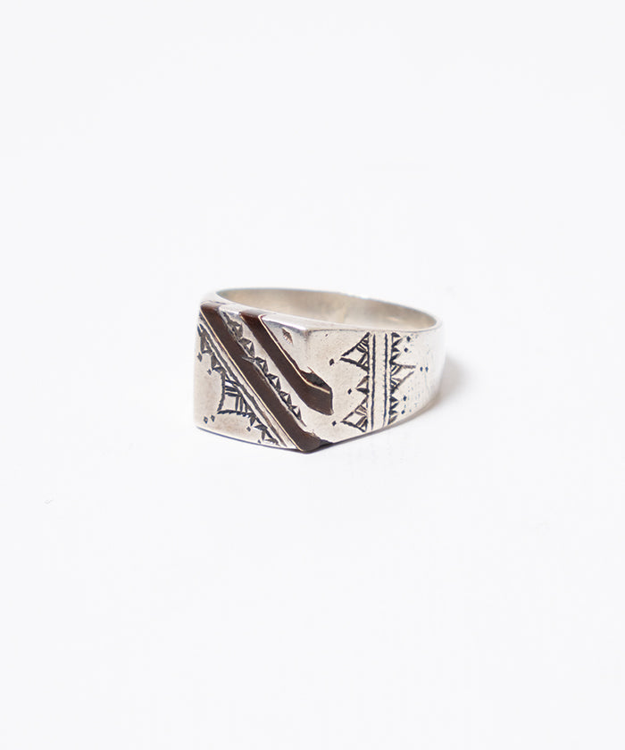 TOUAREG SILVER RING EBONY WOOD - 3