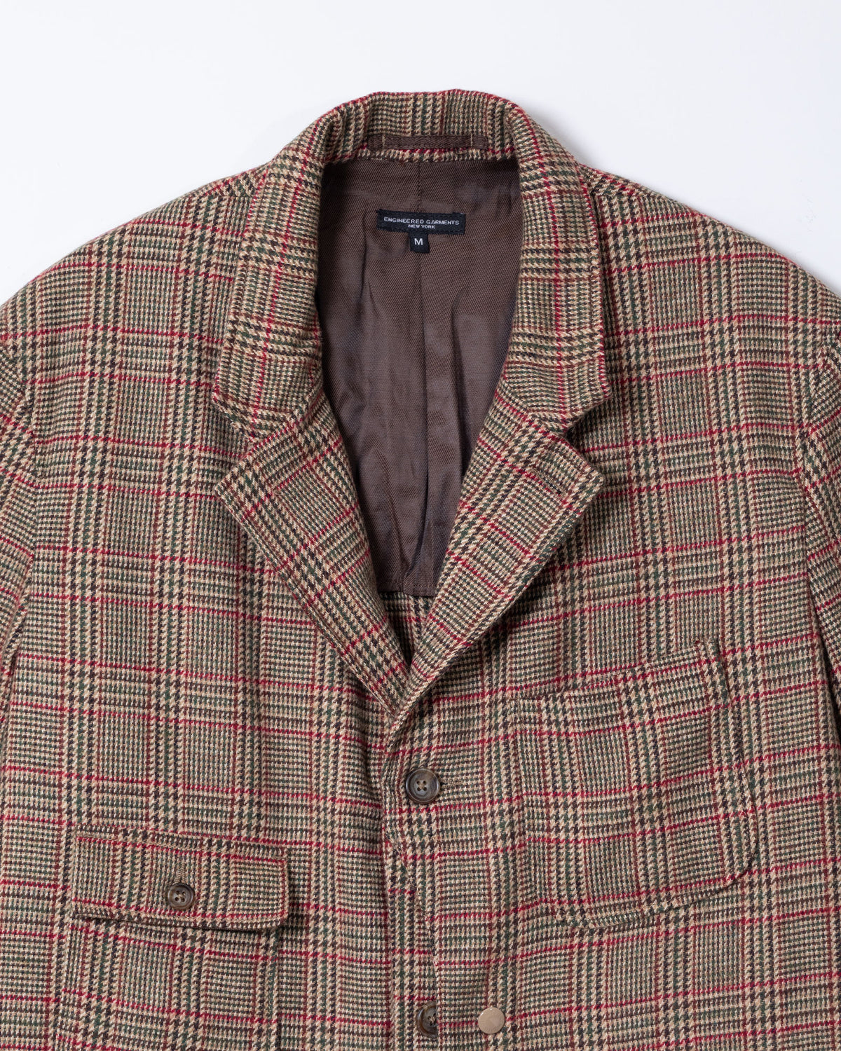 ENGINEERED GARMENTS - UPLAND JACKET グレンチェック 襟や胸ポケットアップ（正面）