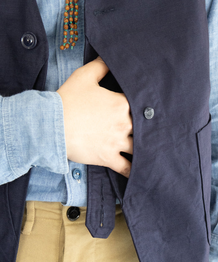 【ENGINEERED GARMENTS 】UPLAND VEST - DK.NAVY COTTON RIPSTOP / エンジニアドガーメンツ アップランドベスト コットン リップストップ ネイビー 2026ss 2026春夏 ‐ アルザック鎌倉 正規取扱店 神奈川 鎌倉 オンラインショップ 通販