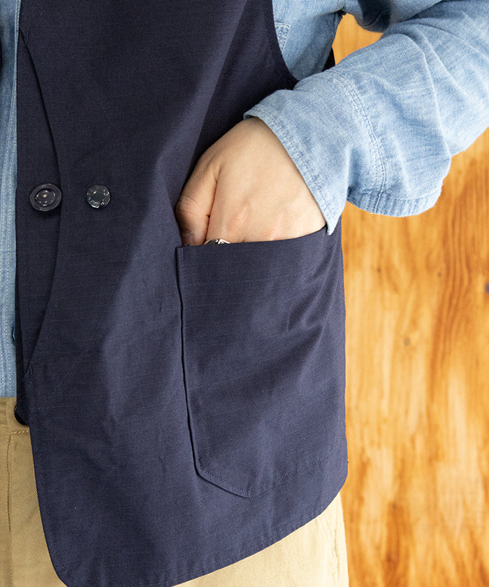 【ENGINEERED GARMENTS 】UPLAND VEST - DK.NAVY COTTON RIPSTOP / エンジニアドガーメンツ アップランドベスト コットン リップストップ ネイビー 2026ss 2026春夏 ‐ アルザック鎌倉 正規取扱店 神奈川 鎌倉 オンラインショップ 通販