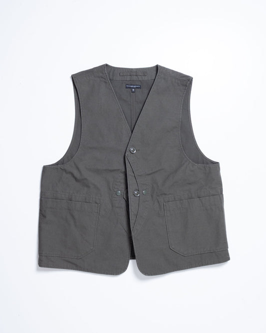 【ENGINEERED GARMENTS】UPLAND VEST - OLIVE HEAVYWEIGHT COTTON RIPSTOP / エンジニアドガーメンツ アップランドベスト オリーブ ヘビーウエイト コットン リップストップ 2026aw 2026秋冬 正規取扱店 神奈川 鎌倉 ARZACH KAMAKURA オンラインショップ 通販