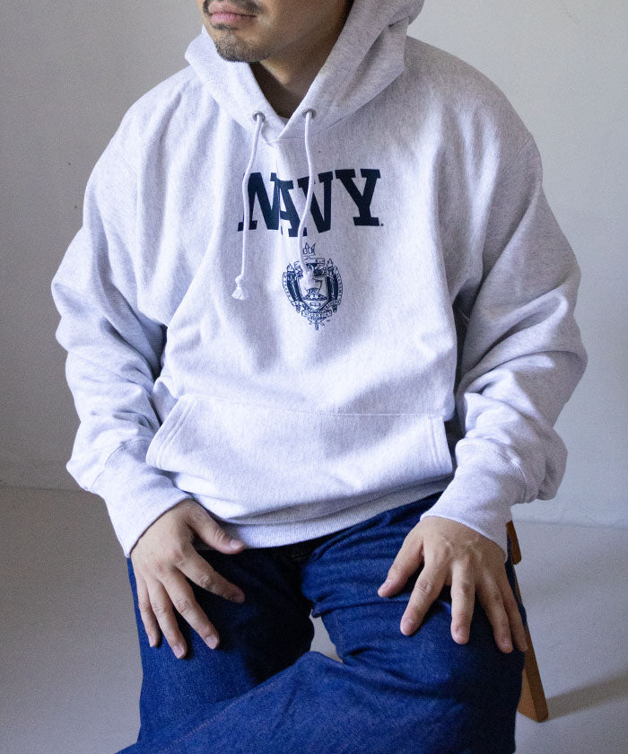 USNA ISSUE CHAMPION REVERSE WEAVE HOODIE - ASH GREY / アメリカ海軍兵学校 チャンピオンリバースウィーブ フーディー USA企画