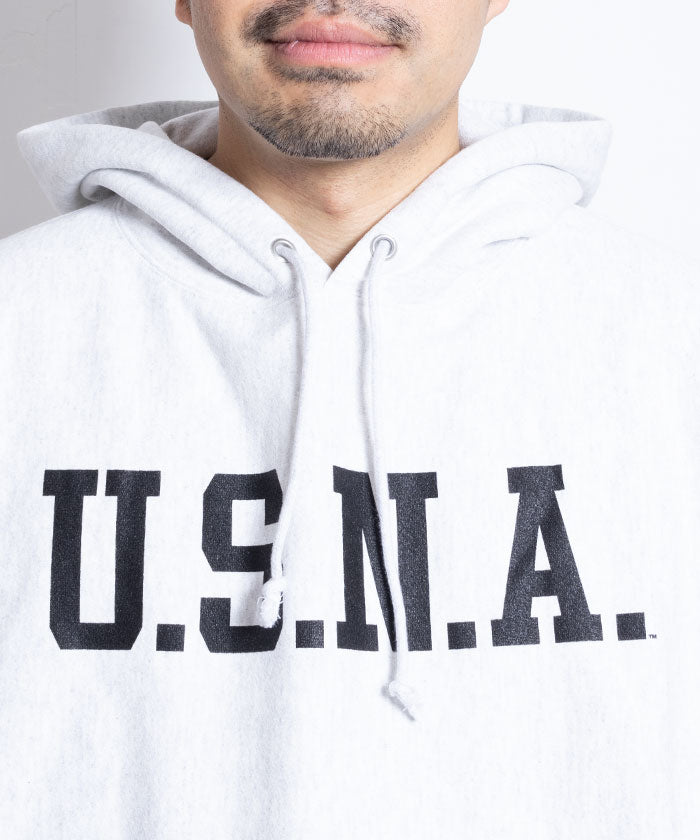 USNA ISSUE CHAMPION REVERSE WEAVE HOODIE - ASH GREY / アメリカ海軍兵学校 チャンピオンリバースウィーブ パーカー USA企画 新品 通販