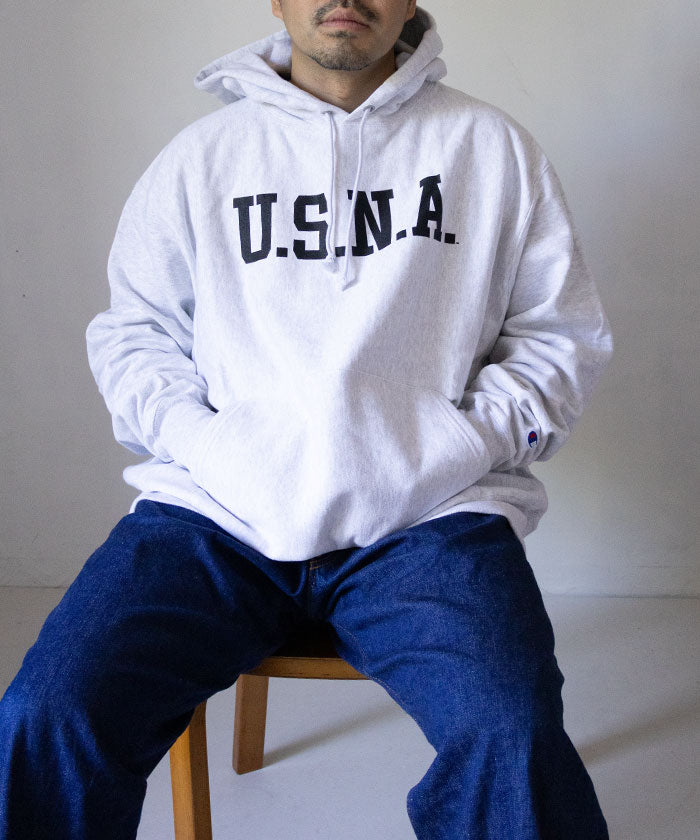 USNA ISSUE CHAMPION REVERSE WEAVE HOODIE - ASH GREY / アメリカ海軍兵学校 チャンピオンリバースウィーブ フーディー USA企画 神奈川 通販