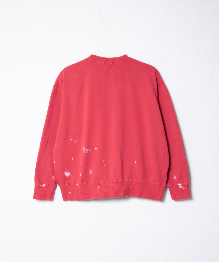 【INTÉRIM】VINTAGE FADE BOTH V-GAZETTE SWEAT SHIRT - RED W.PAINT / インテリム ビンテージ フェード 両Vガゼット スウェット 2025AW 2025秋冬 正規取扱店 神奈川 鎌倉 オンラインショップ 通販