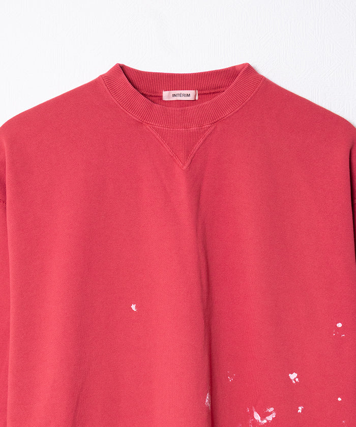 【INTÉRIM】VINTAGE FADE BOTH V-GAZETTE SWEAT SHIRT - RED W.PAINT / インテリム ビンテージ フェード 両Vガゼット スウェット 2025AW 2025秋冬 正規取扱店 神奈川 鎌倉 オンラインショップ 通販
