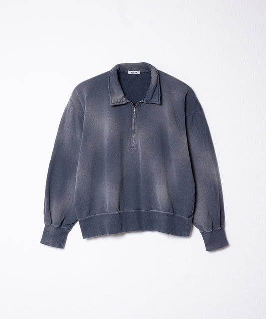 【INTÉRIM】VINTAGE FADE HALF ZIP COLLAR SWEAT SHIRT - SUMI / インテリム ビンテージ フェード ハーフジップカラー スウェット 2025AW 2025秋冬 正規取扱店 神奈川 鎌倉 オンラインショップ 通販