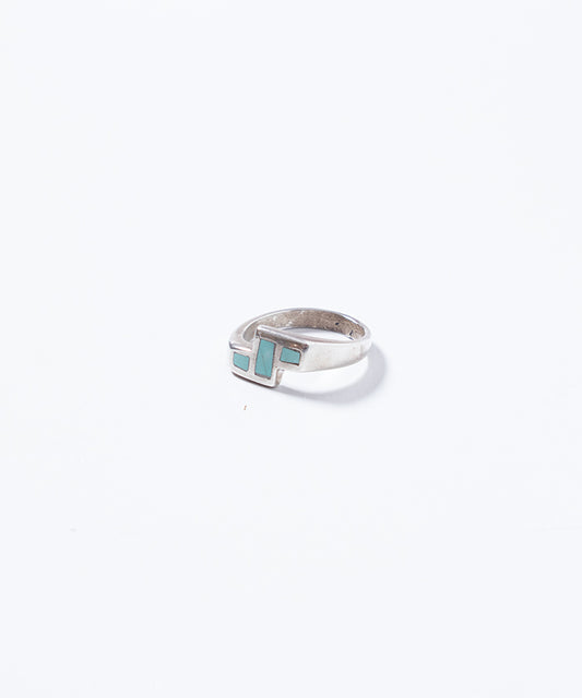 VINTAGE ZUNI TURQUOISE INLAY SILVER RING - 1