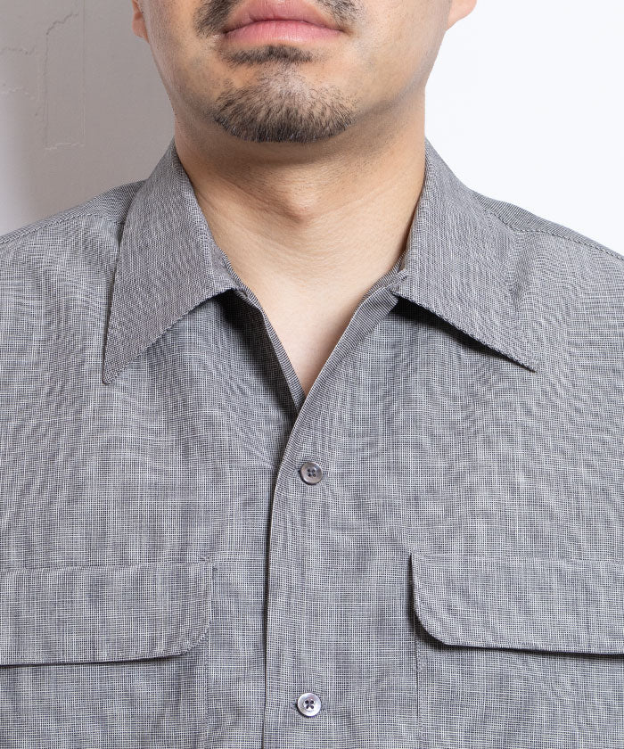 【INTÉRIM】WOOL AND MOHAIR ATOM LATTICE 50s OPEN COLLAR SHIRT / インテリム 50s オープンカラーシャツ 正規取扱店 通販 オンライン