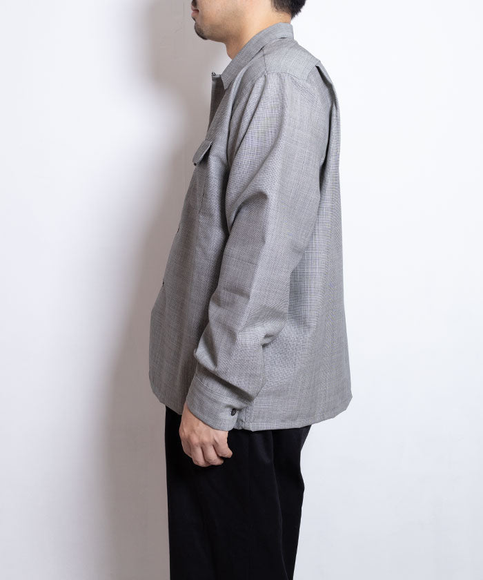 【INTÉRIM】WOOL AND MOHAIR ATOM LATTICE 50s OPEN COLLAR SHIRT / インテリム 50s オープンカラーシャツ 正規取扱店 通販 オンライン