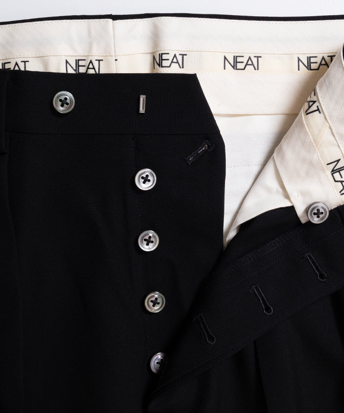 【NEAT】WOOL POPLIN FLARE - BLACK / ニート ウールポプリン フレア ブラック 2026ss 2026春夏 正規取扱店 神奈川 鎌倉 アルザック鎌倉 オンラインショップ 通販