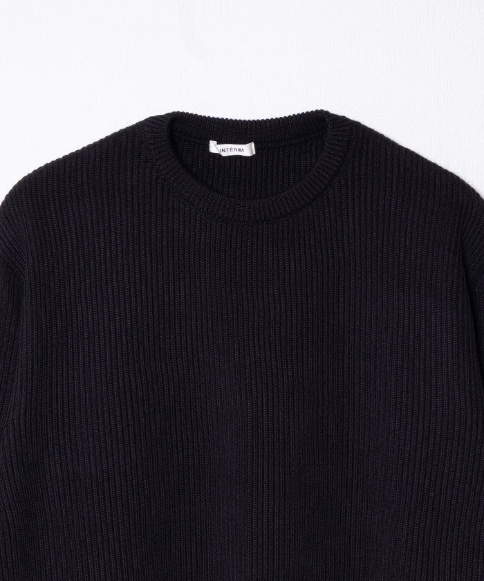 【INTÉRIM】WOOL SILK CASHMERE DEADSTOCK YARN DOUBLE RIB CREW SWEATER / インテリム ウール シルク カシミヤ デッドストック ダブルリブ クルー セーター 両畦ニット 2025AW 2025秋冬 正規取扱店 神奈川 鎌倉 オンラインショップ 通販