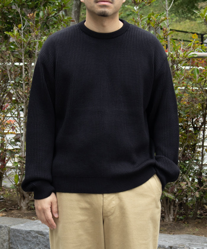 【INTÉRIM】WOOL SILK CASHMERE DEADSTOCK YARN DOUBLE RIB CREW SWEATER / インテリム ウール シルク カシミヤ デッドストック ダブルリブ クルー セーター 両畦ニット 2025AW 2025秋冬 正規取扱店 神奈川 鎌倉 オンラインショップ 通販