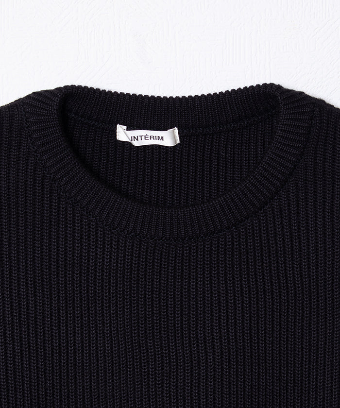 【INTÉRIM】WOOL SILK CASHMERE DEADSTOCK YARN DOUBLE RIB CREW SWEATER / インテリム ウール シルク カシミヤ デッドストック ダブルリブ クルー セーター 両畦ニット 2025AW 2025秋冬 正規取扱店 神奈川 鎌倉 オンラインショップ 通販