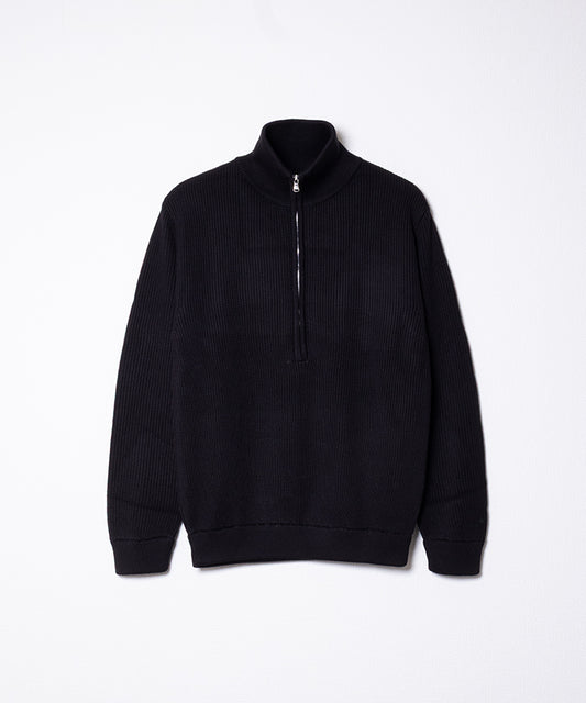 【INTÉRIM】WOOL SILK CASHMERE DEADSTOCK YARN DOUBLE RIB HALF ZIP KNIT / インテリム ウール シルク カシミヤ デッドストック ヤーン ダブルリブ ハーフジップ ニット セーター 2025AW 2025秋冬 正規取扱店 神奈川 鎌倉 オンラインショップ 通販 